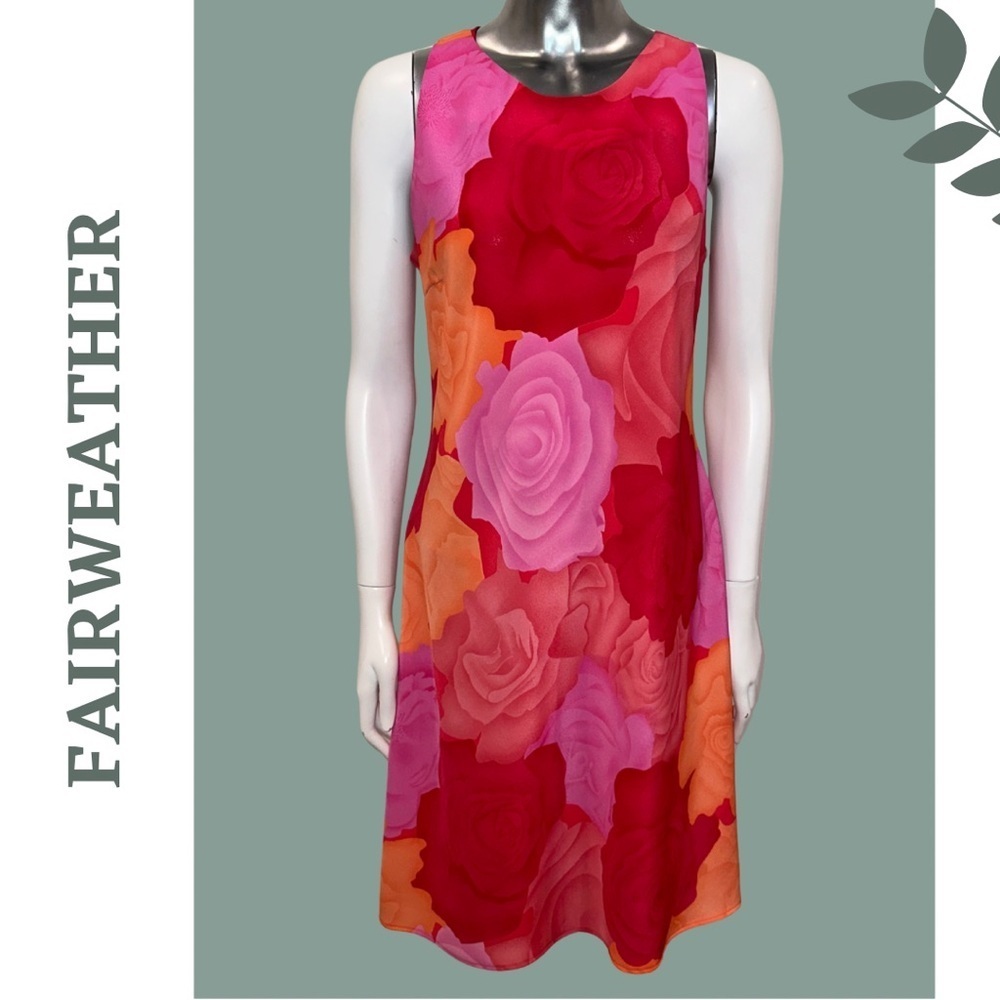 🛍️3/$40 Vintage 90’s Fairweather Floral Sleevelesss Open Back Red and Pink Large